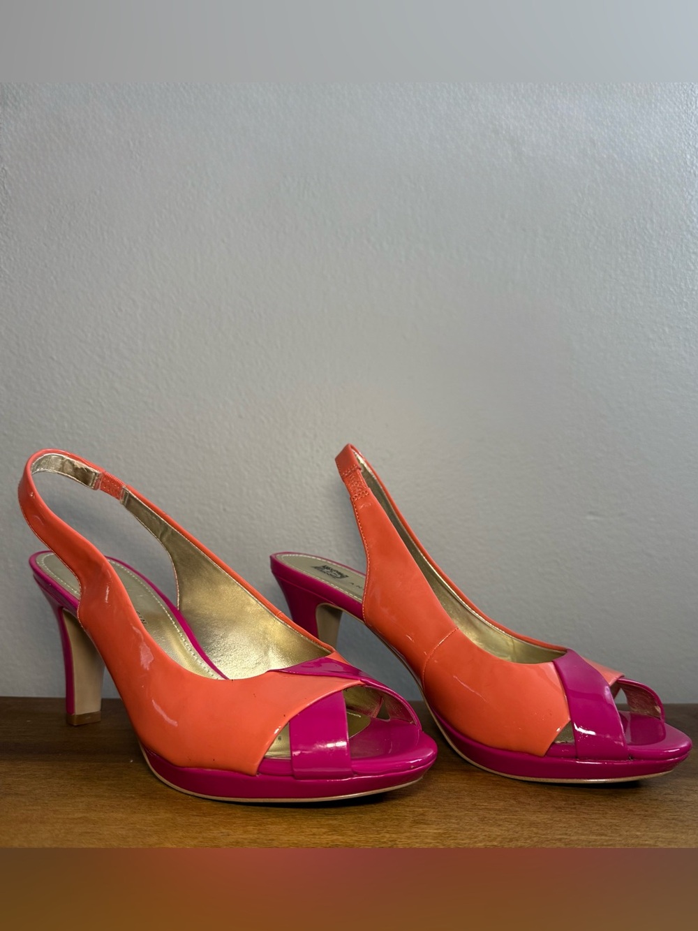 Anne Klein Patent Slingback Heels in Coral and Hot Pink - Women